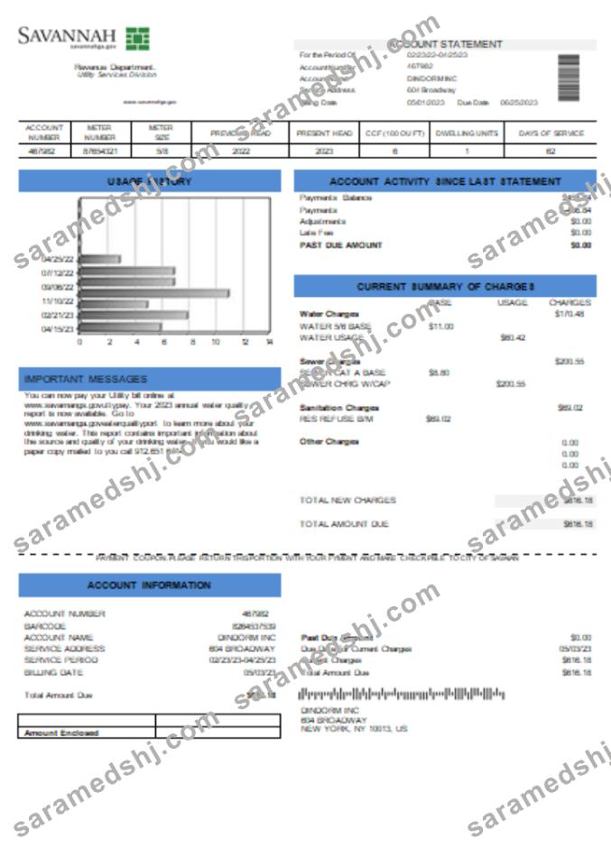City of Savannah utiliyu business bill, SCR